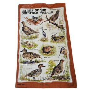 Vintage Birds of the Norfolk All Cotton Dish Tea Towel Britain